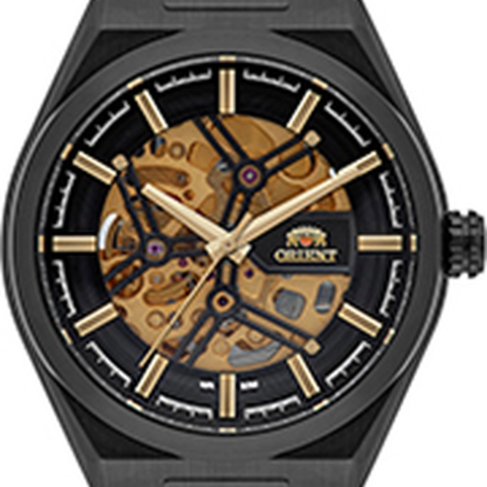 Orient Classico Automático Esqueleto IP Black NH7YY007 Dourado
