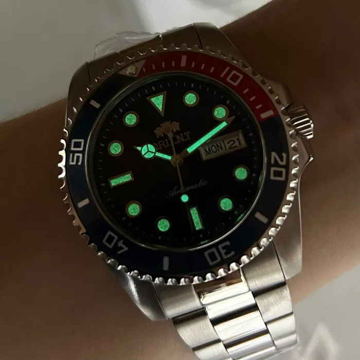 Relógio Orient Submariner Pepsi F49SS026NH Automático NH36 | Taniguchi Relógios