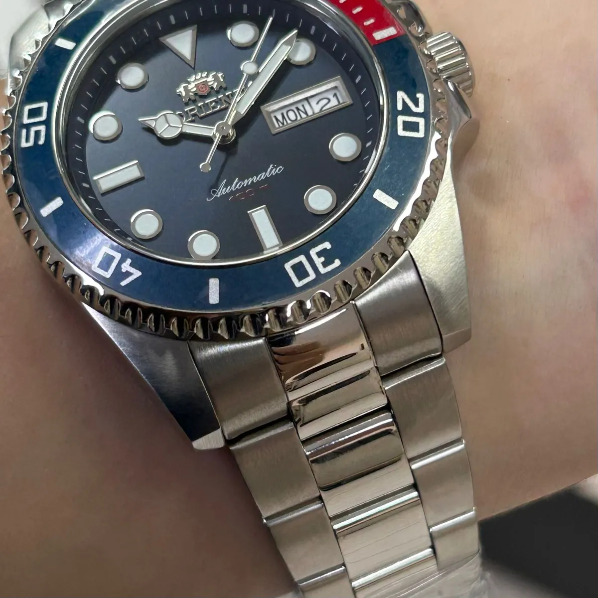 Relógio Orient Submariner Pepsi F49SS026NH Automático NH36