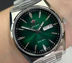Orient 3 EStrelas Automático Classico F49SS013NH Verde - imagem 1