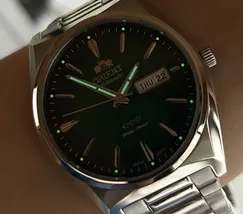 Orient 3 EStrelas Automático Classico F49SS013NH Verde - imagem 8
