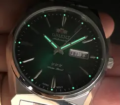 Orient 3 EStrelas Automático Classico F49ss013 verde - imagem 6