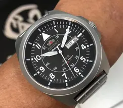 Orient 3 EStrelas Automático Classico Pilot F49ss019 preto - imagem 1