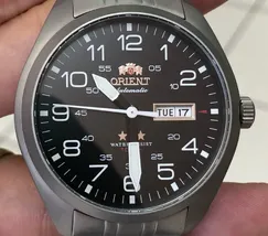Orient 3 EStrelas Automático Classico Militar F49ss020 preto - imagem 3