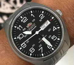 Orient 3 EStrelas Automático Classico Militar F49ss020 preto - imagem 5