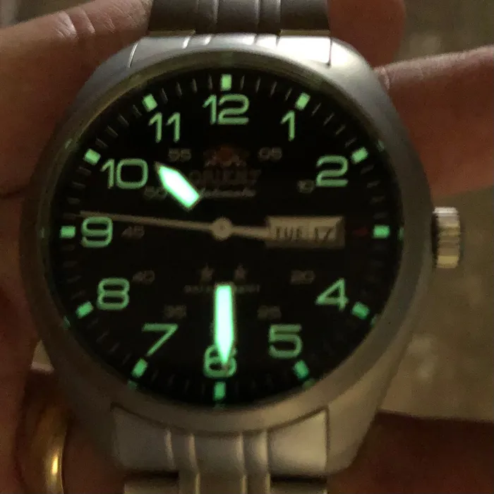 Orient 3 EStrelas Automático Classico Militar F49ss020 preto