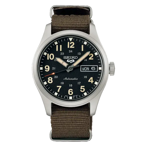 Seiko 5 Sports Automático Field Series Reduce SRPJ85 preto NATO