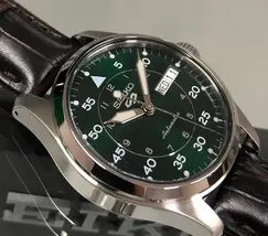 Seiko 5 Sports Automático Field Series Reduce SRPJ89 verde Couro - imagem 5