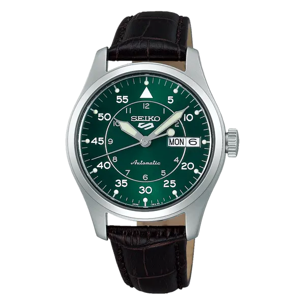 Seiko 5 Sports Automático Field Series Reduce SRPJ89 verde Couro