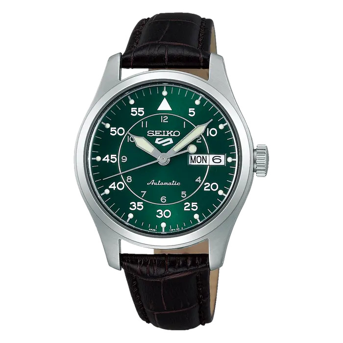 Seiko 5 Sports Automático Field Series Reduce SRPJ89 verde Couro