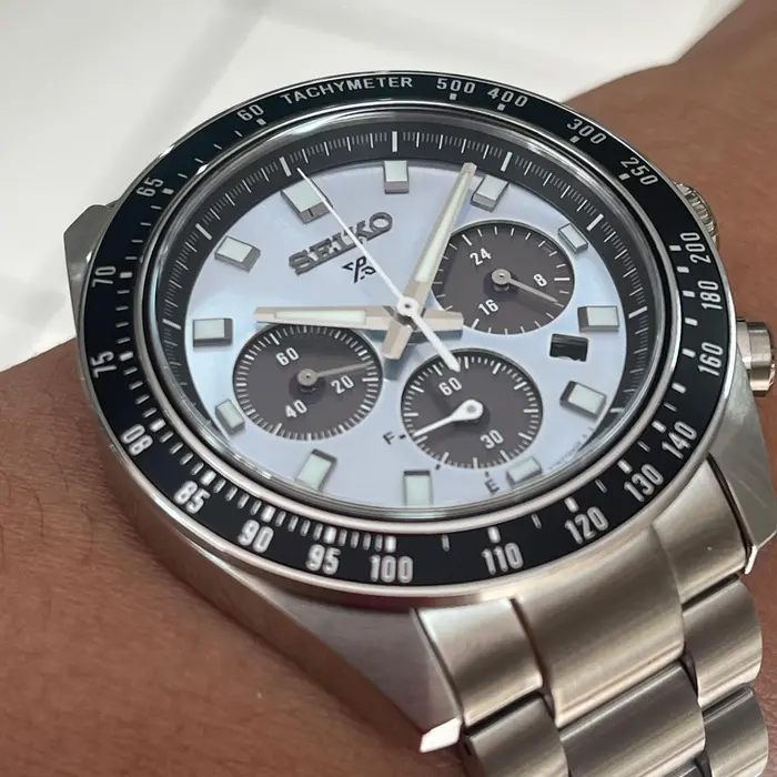 Seiko Prospex Solar Speedtimer cronógrafo Crystal Trophy SSC935 azul celeste