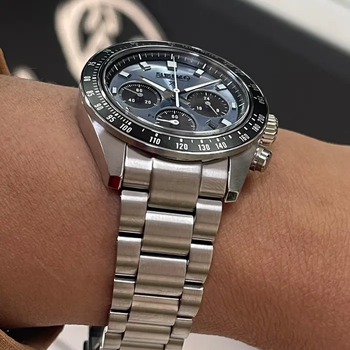 Seiko Prospex Solar Speedtimer cronógrafo Crystal Trophy SSC935 azul celeste