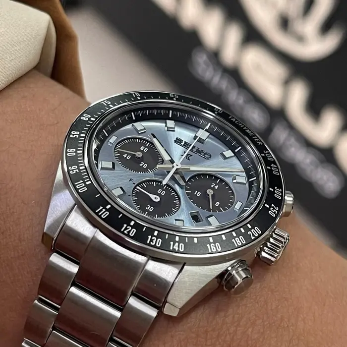 Seiko Prospex Solar Speedtimer cronógrafo Crystal Trophy SSC935 azul celeste