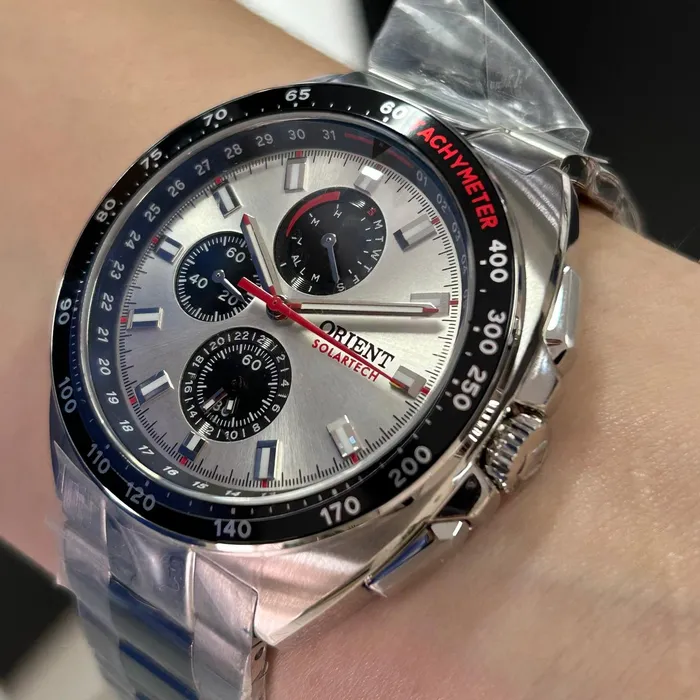 Relógio Orient Solartech Cronógrafo MBSSC298 Prata 42mm | Taniguchi Relógios