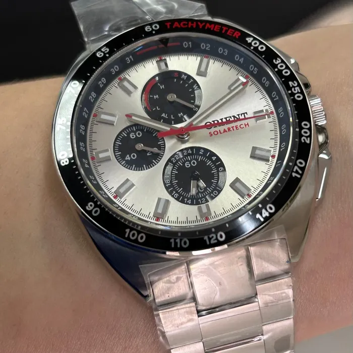 Relógio Orient Solartech Cronógrafo MBSSC298 Prata 42mm | Taniguchi Relógios