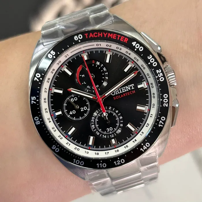 Relógio Orient Solartech Cronógrafo MBSSC298 Preto 42mm | Taniguchi Relógios