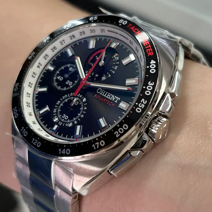 Relógio Orient Solartech Cronógrafo MBSSC298 Preto 42mm | Taniguchi Relógios