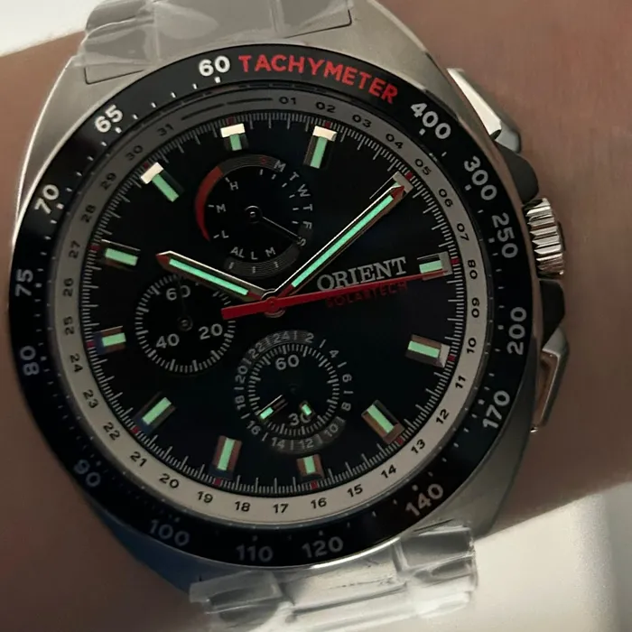 Relógio Orient Solartech Cronógrafo MBSSC298 Preto 42mm | Taniguchi Relógios