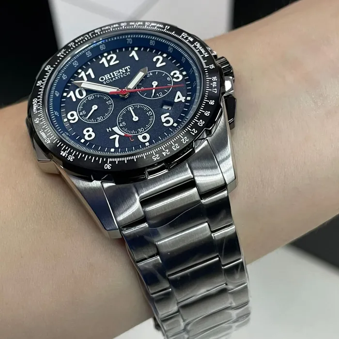 Relógio Orient Solartech Sports Pilot MBSSC289 D1SX Azul 44mm | Taniguchi Relógios