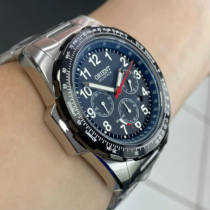 Relógio Orient Solartech Sports Pilot MBSSC289 D1SX Azul 44mm | Taniguchi Relógios