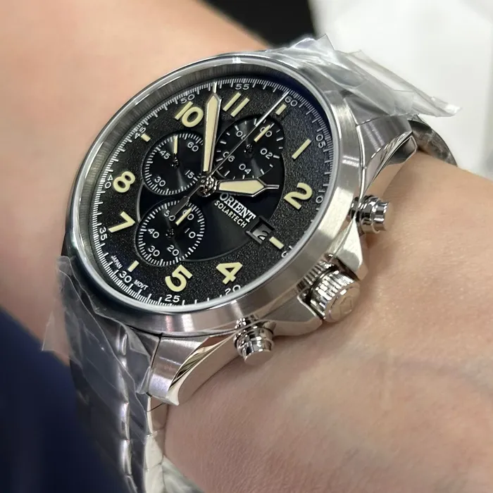 Relógio Orient SolarTech Cronógrafo MBSSC302 P2SX Dourado Safira Original | Taniguchi Relógios