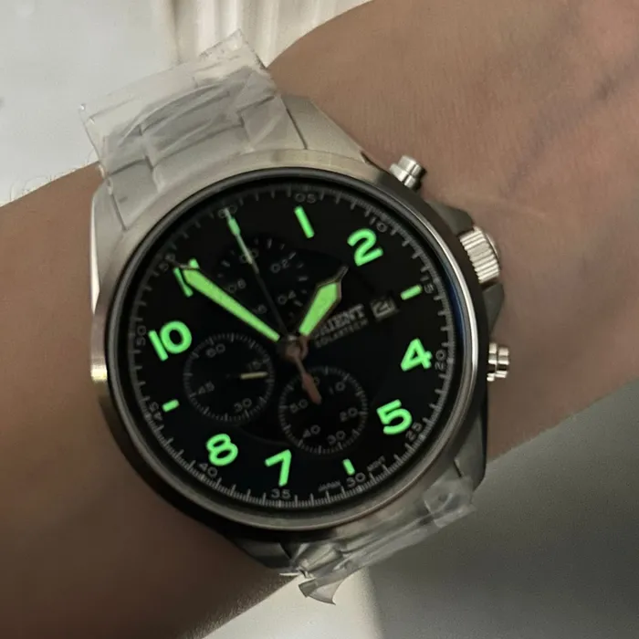Relógio Orient SolarTech Cronógrafo MBSSC302 P2SX Dourado Safira Original | Taniguchi Relógios