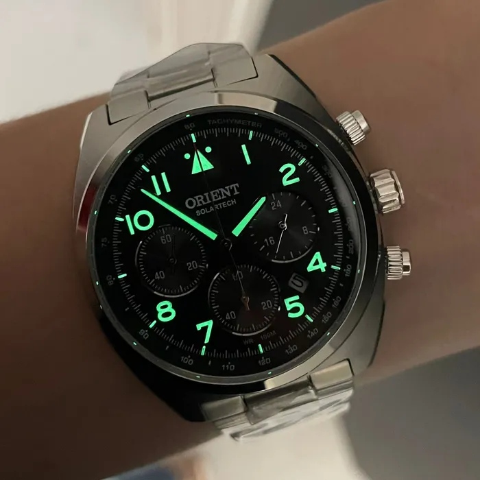 Orient Solartech Cronografo Elite Pilot MBSSC297 preto