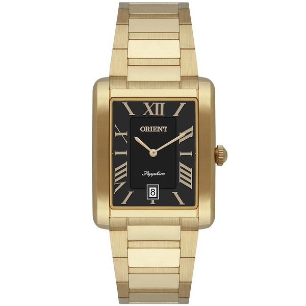 Orient Quartzo Eternal Classico "Tank" Dourado GGSS1021 Preto