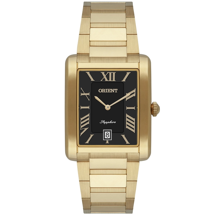 Orient Quartzo Eternal Classico "Tank" Dourado GGSS1021 Preto