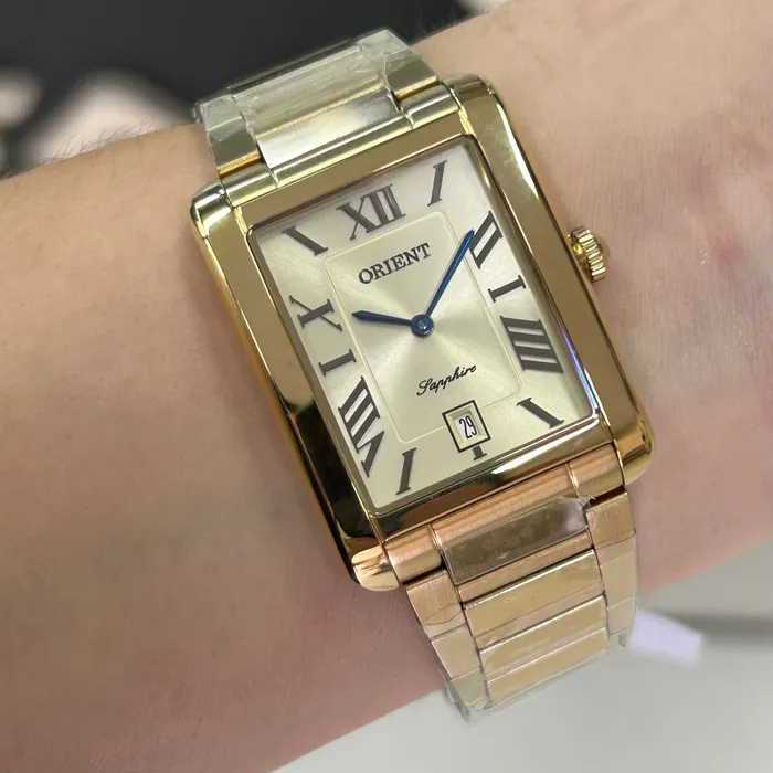 Orient Quartzo Eternal Classico "Tank" Dourado GGSS1021 Champanhe