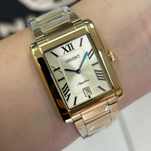 Orient Quartzo Eternal Classico "Tank" Dourado GGSS1021 Champanhe