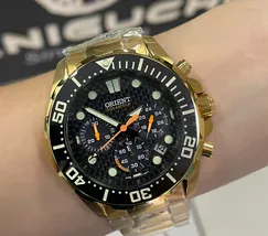 Orient Solartech Cronografo Sports Sea Dourado MGSSC057 preto - imagem 1