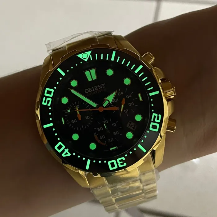 Orient Solartech Cronografo Sports Sea Dourado MGSSC057 preto