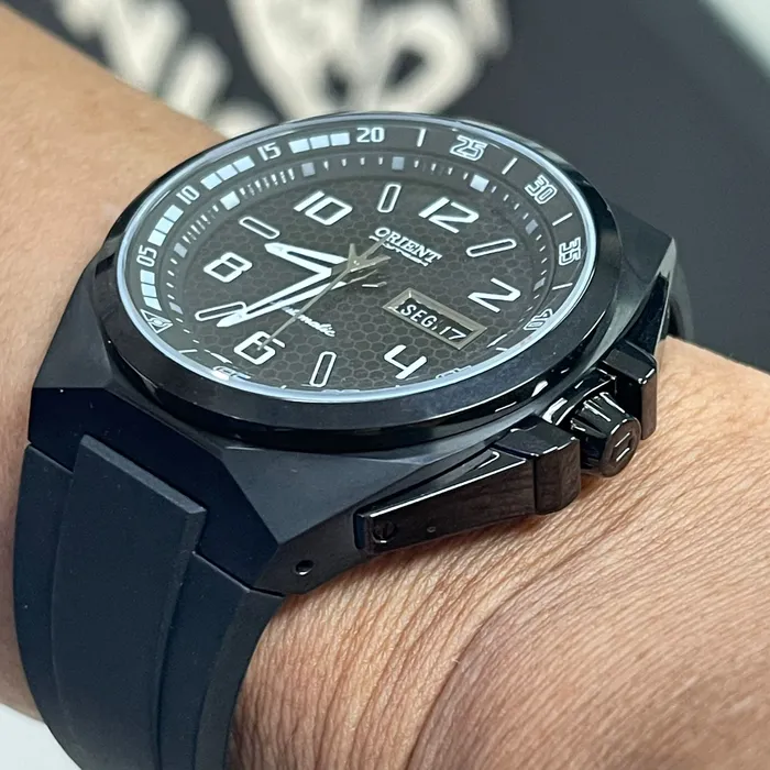 Orient Flytech Automático Titanium IPBlack Pilot F49PP033 Preto