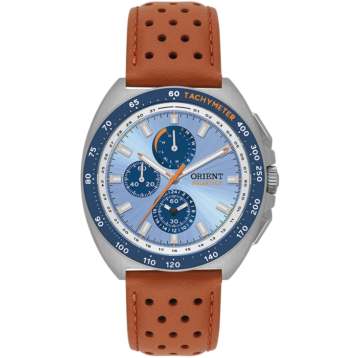 Orient Solartech Cronografo perpetual Calendar Edição Especial MBSCC070 A1MX Azul celeste