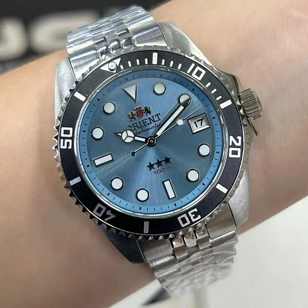 Orient 3 Estrelas Automático Sports sea Submariner 39 YN6SS023 azul celeste