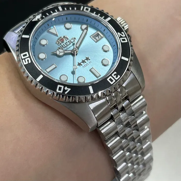 Orient 3 Estrelas Automático Sports sea Submariner 39 YN6SS023 azul celeste