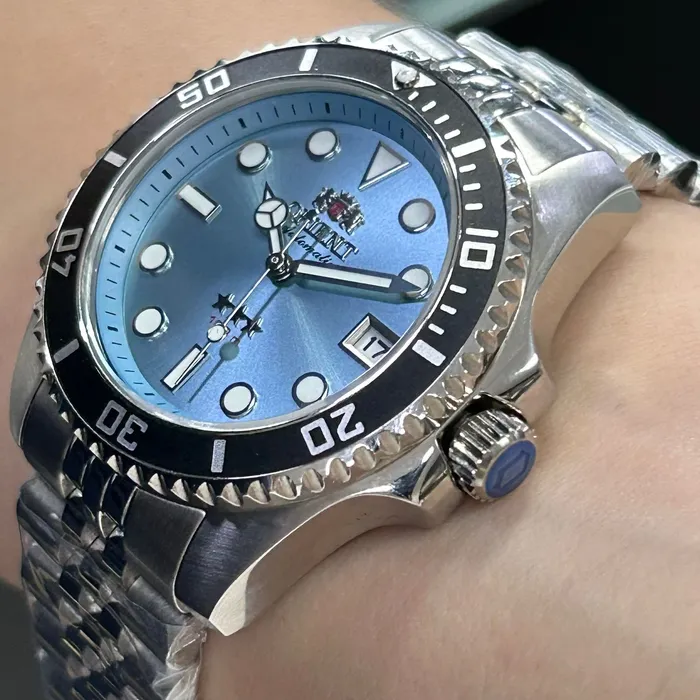 Orient 3 Estrelas Automático Sports sea Submariner 39 YN6SS023 azul celeste