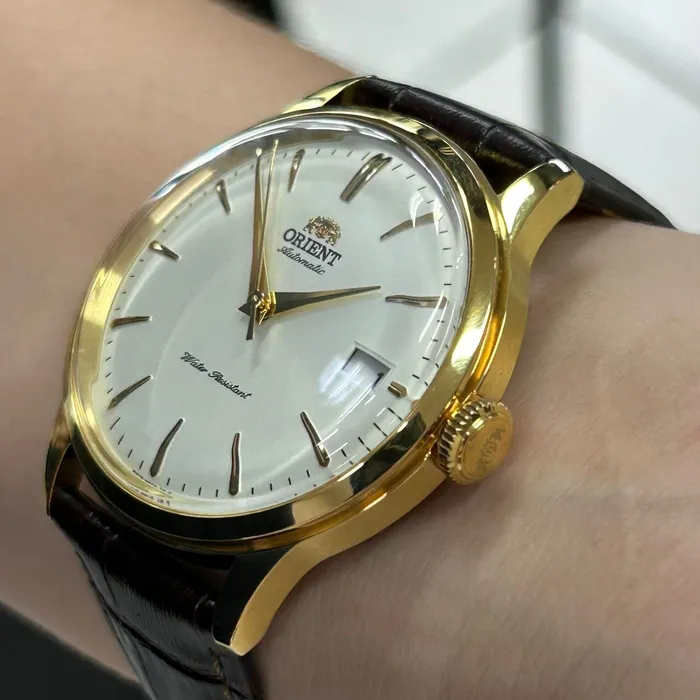 Orient Automático Bambino dourado 38mm RAAC0M01S30B 