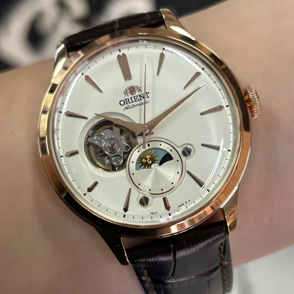 Orient Automático Bambino Sun & Moon Open Heart RAAS0102S30B