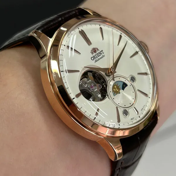 Orient Automático Bambino Sun & Moon Open Heart RAAS0102S30B