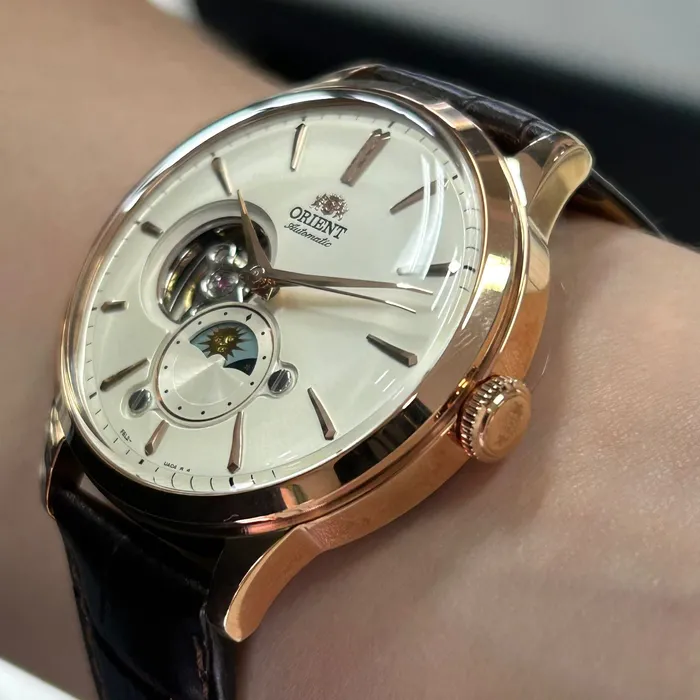 Orient Automático Bambino Sun & Moon Open Heart RAAS0102S30B