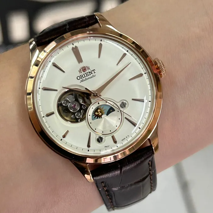 Orient Automático Bambino Sun & Moon Open Heart RAAS0102S30B