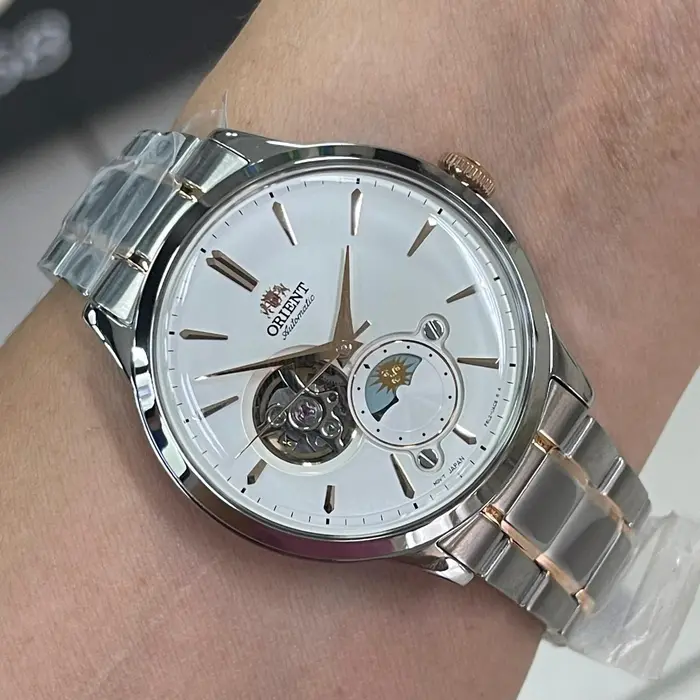 Orient Automático Bambino Sun & Moon Open Heart RAAS0101S30B