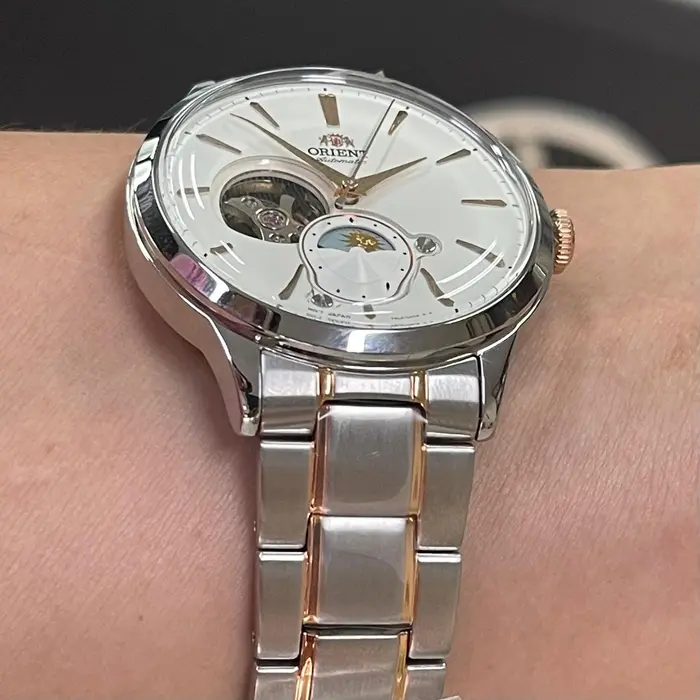 Orient Automático Bambino Sun & Moon Open Heart RAAS0101S30B