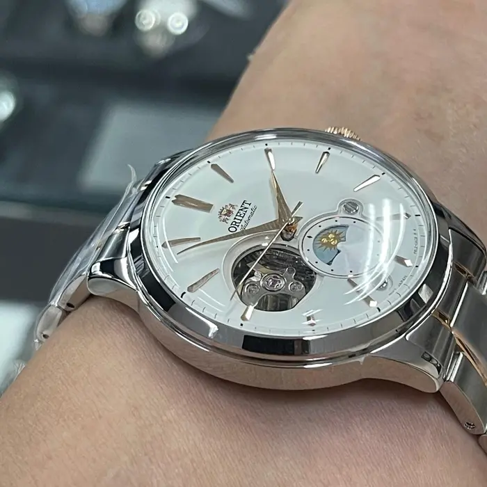 Orient Automático Bambino Sun & Moon Open Heart RAAS0101S30B