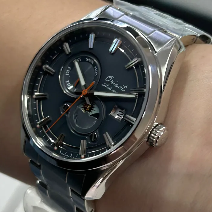 Orient Automático Edição Limitada 75 Anos Sun & Moon Stretto RAAK0311N30B Cinza