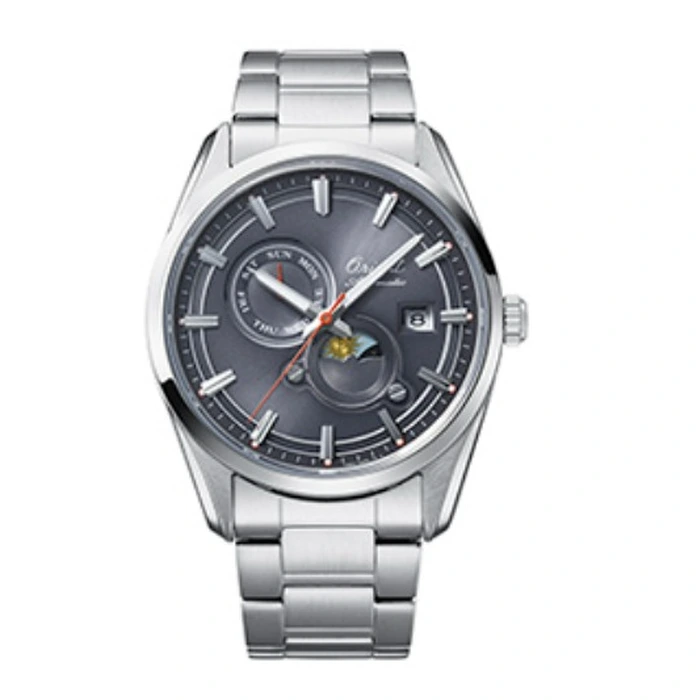 Orient Automático Edição Limitada 75 Anos Sun & Moon Stretto RAAK0311N30B Cinza