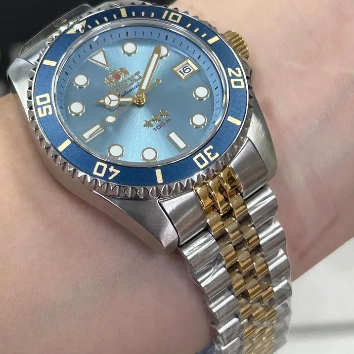 Orient 3 Estrelas Automático Sports sea Submariner 39 YN6TT023 misto azul celeste