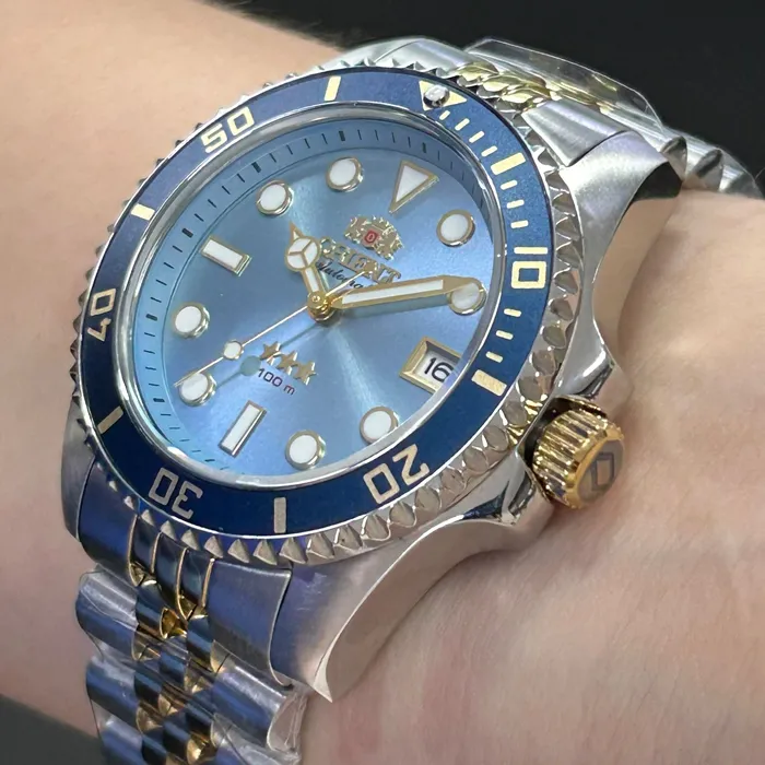 Orient 3 Estrelas Automático Sports sea Submariner 39 YN6TT023 misto azul celeste